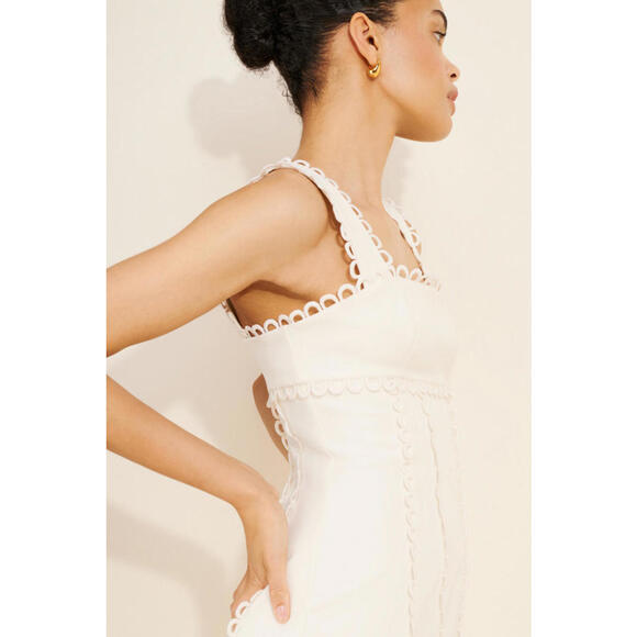 Anthropologie x BHLDN - White Sleeveless Midi Dress with Scalloped Edges, Size S - Picture 2 of 12